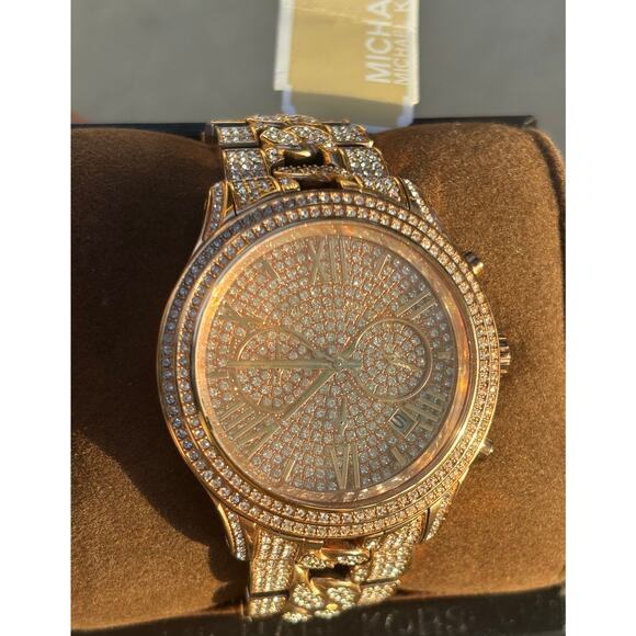 Michael Kors Watch MK5900 Oversized Rose Gold Pave Face and Band New NWT $550 - Picture 11 of 11